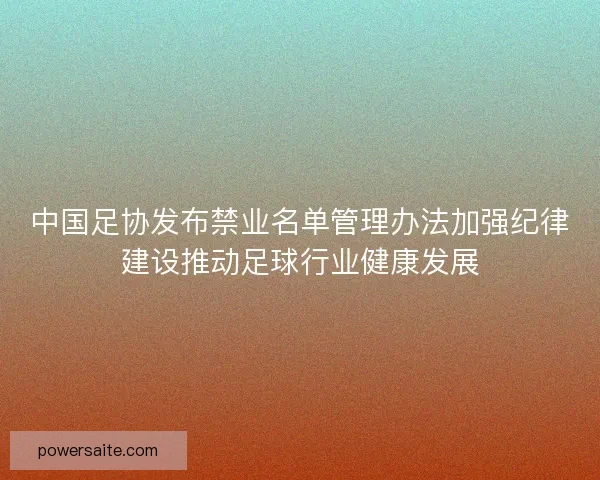 中国足协发布禁业名单管理办法加强纪律建设推动足球行业健康发展