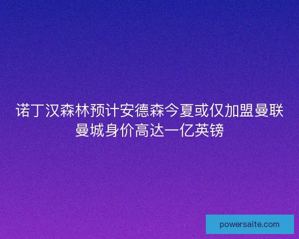 诺丁汉森林预计安德森今夏或仅加盟曼联曼城身价高达一亿英镑